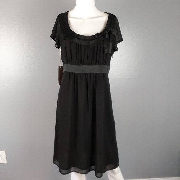 Esprit Collection Shift Dress Women's Size 8 Black Lined Ruched Bodice - Picture 1 of 7